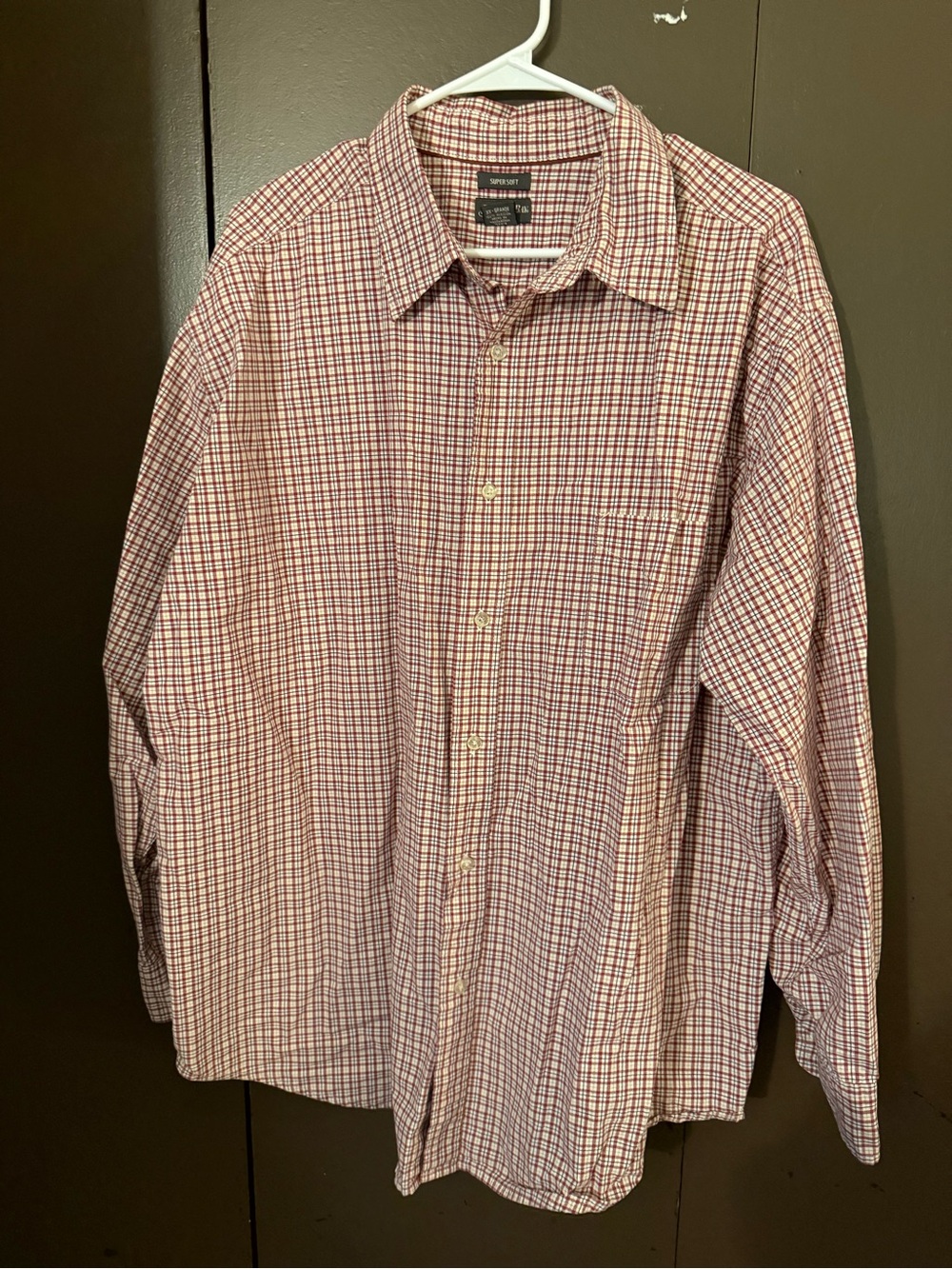 St. John's Bay Red and White Checked Dress Shirt